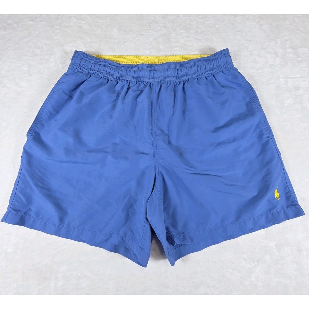 Polo Ralph Lauren Mens Medium Swim Trunks Blue Mesh Lined Drawstring Shorts Pony